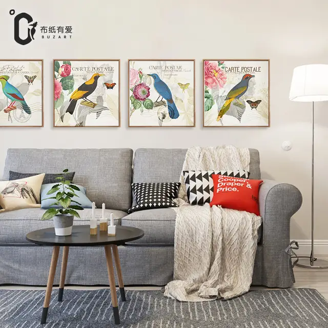 Colorful Bird Vintage Art Prints Canvas Painting Wall Painting