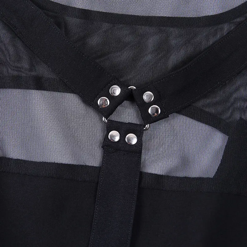 Новейшее женское платье готика в стиле панк готическое летнее повседневное черное уличная сексуальное Плиссированное открытое мини-платье с коротким рукавом