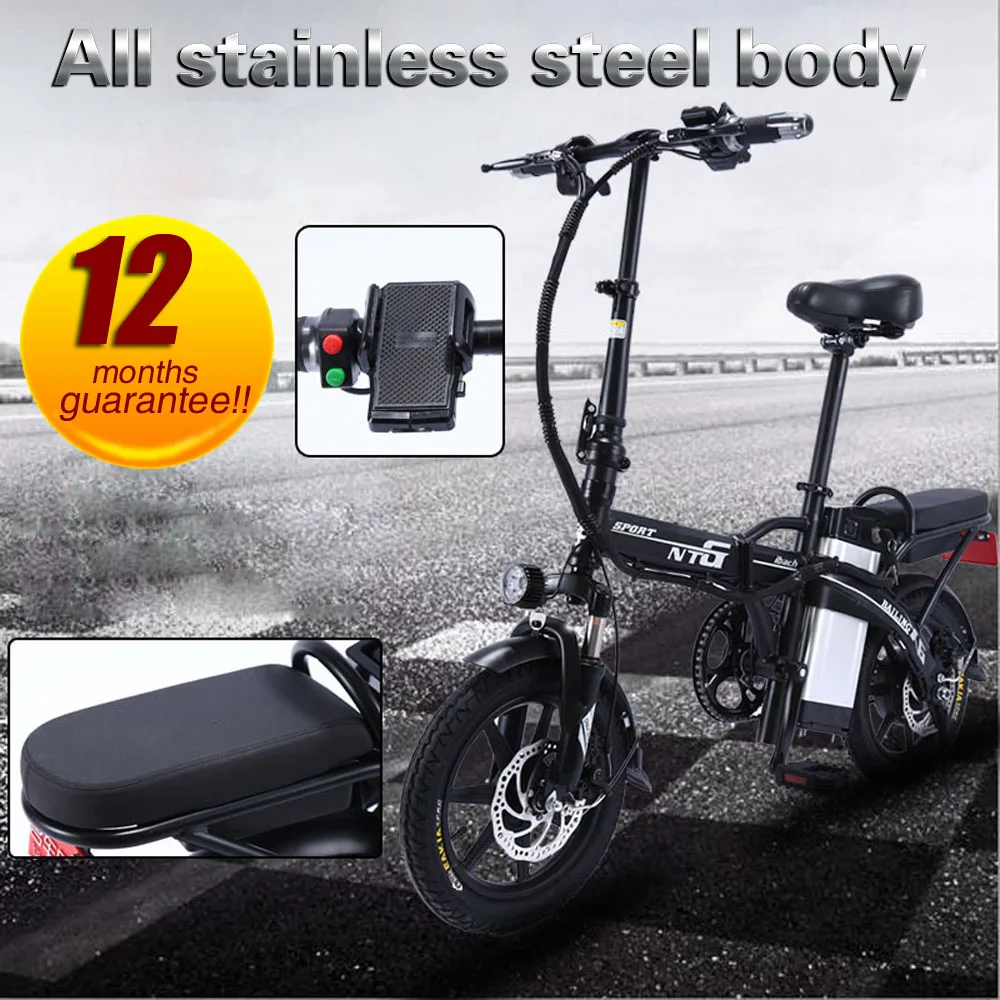 Perfect 14 inch foldable mountain bike lithium electric 48v 8A 250w high speed brushless motor adult electric bicycle 0