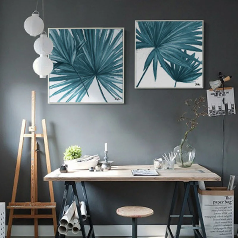 

Tropical Broad-leaved Plant Green Lively Leaf Sofa Background Wall Study Art Picture Canvas Posters for Home Decoration