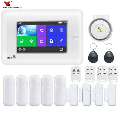 

Yobang Security 4.3inch Wireless Wifi Home Security 3G Alarm Intercom Outdoor Waterproof Solar Siren GPRS SMS RFID Arm Disarm