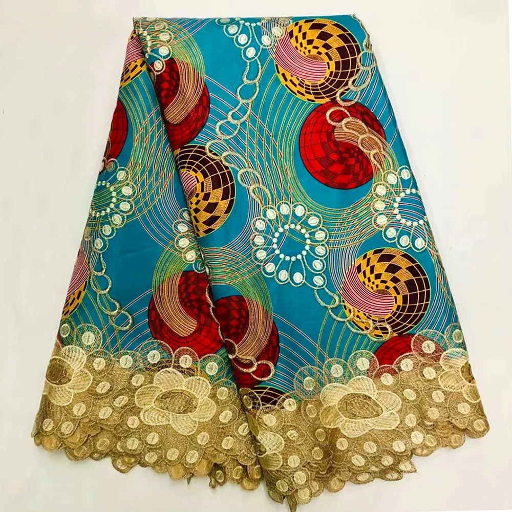 

Newest Hollandais Wax Lace Printed Fabric Hot Sale 100% Cotton Beautiful Embroidered Mix Color African Water soluble Lace Fabric