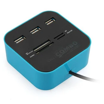 

NOYOKERE 1 Pcs 3 Ports USB 2.0 HUB With Multi-card Reader Combo For SD / Micro SD / M2 / MS MP-All In One