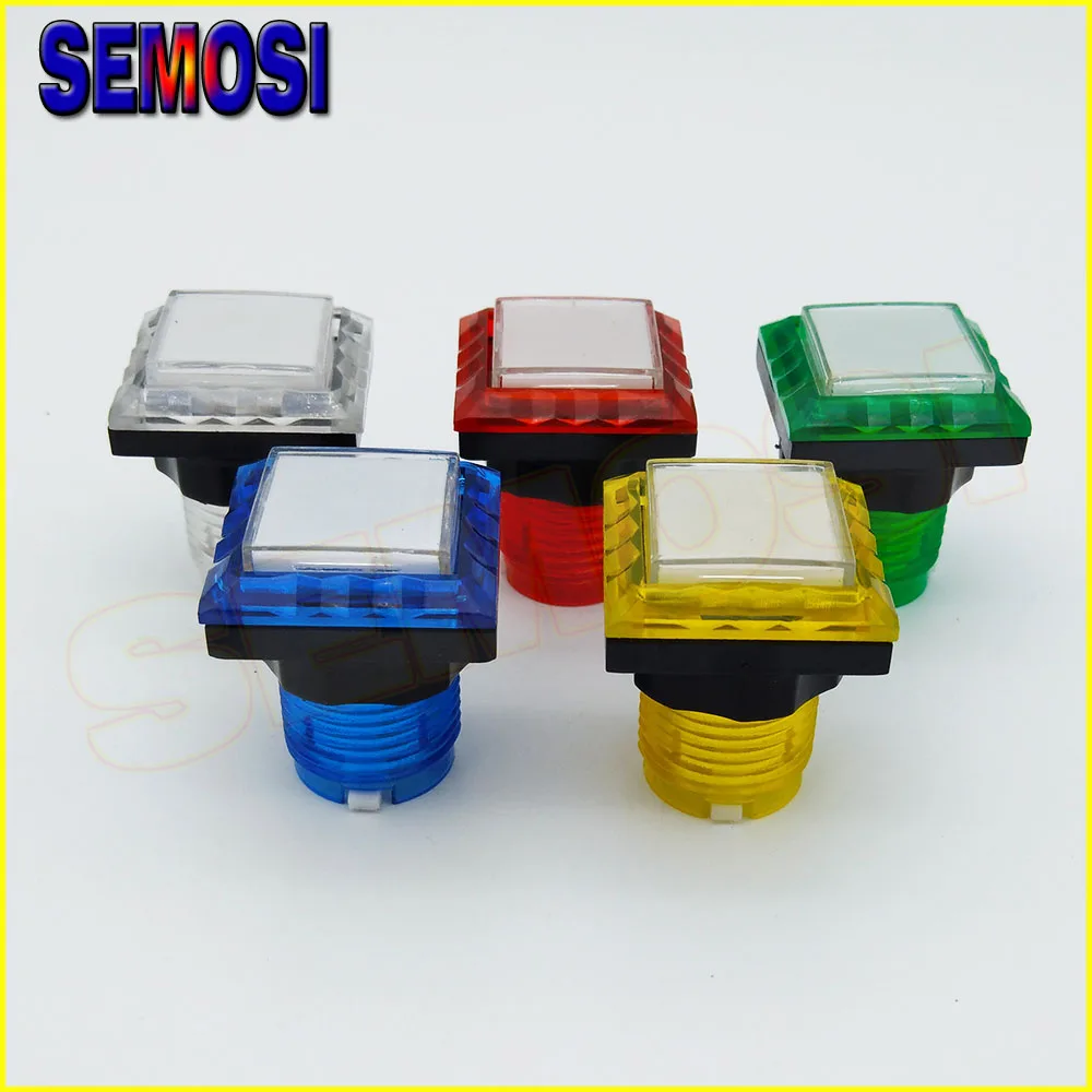 

32mm LED Illuminated Arcade Button 12V Square Push Button with Microswitch + LED + Holder