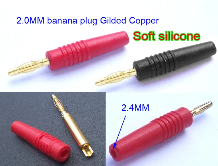 

50PCS/LOT Soft silicone 2mm Gold Banana Plug for Binding Post Test Probes Soldering FROM RUINOR