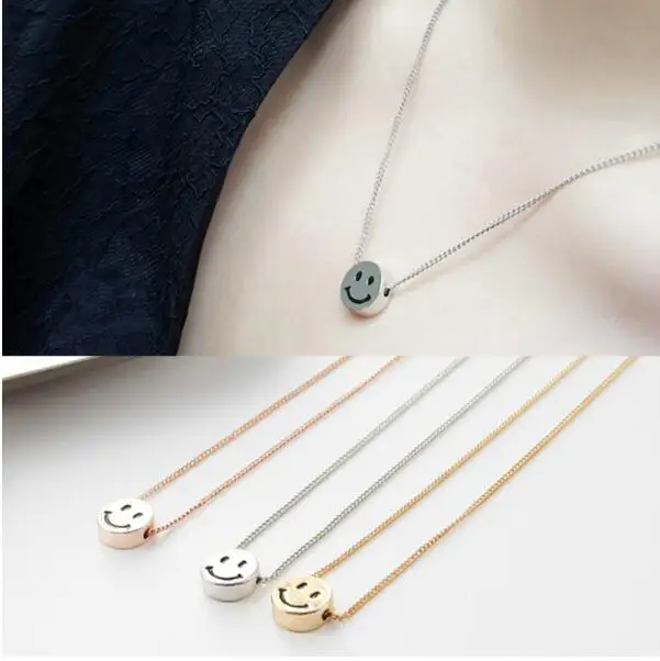 

New fashion Simple Arrival Fun Happy Face Smiling Round Pendant Medallion Pendants female Necklaces Jewelry 1pcs
