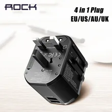 ROCK мультифункциональная USB зарядка для ЕС, США, Великобритании, Австралии, usb-адаптер для iPhone, samsung, huawei, Xiaomi, PD, быстрая зарядка, дорожная вилка