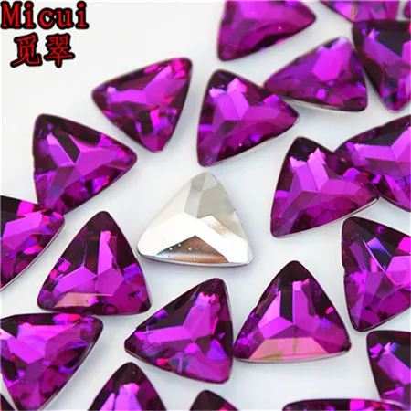 50 шт., 15 мм, треугольные кристаллы в форме треугольников, Необычные камни, акриловые стразы с острым носком для одежды, ювелирных изделий MC767 - Цвет: Deep Purple