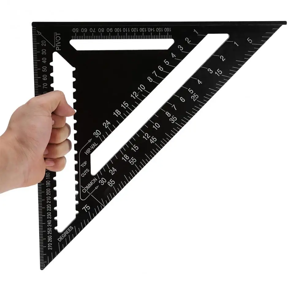 12 Inch Aluminum Square Ruler Alloy Triangular Shape Ruler Precision