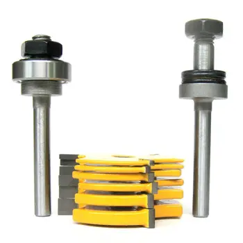 

8pc 1/4inch Shank Slot Assembly 6 cutters 2 arbors Router Bit Set Woodwork Cutter Tool Woodworking Adjustable slot cutter