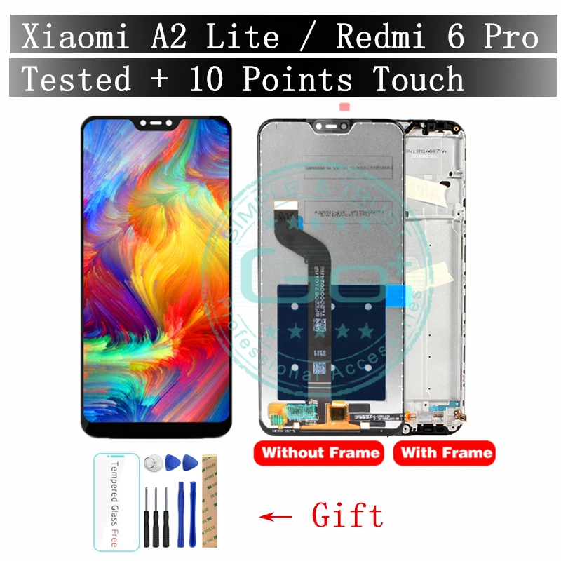 100% протестированный Xiaomi Mi A2 Lite ЖК дисплей + рамка 10 сенсорный экран Redmi 6 Pro Индия