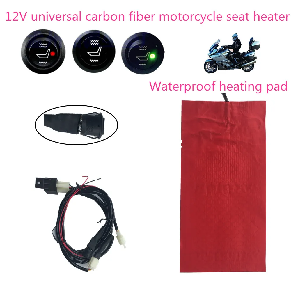12V Universal waterproof carbon fiber seat heater for all type motorcycle ATV UTV E BIKE, seat