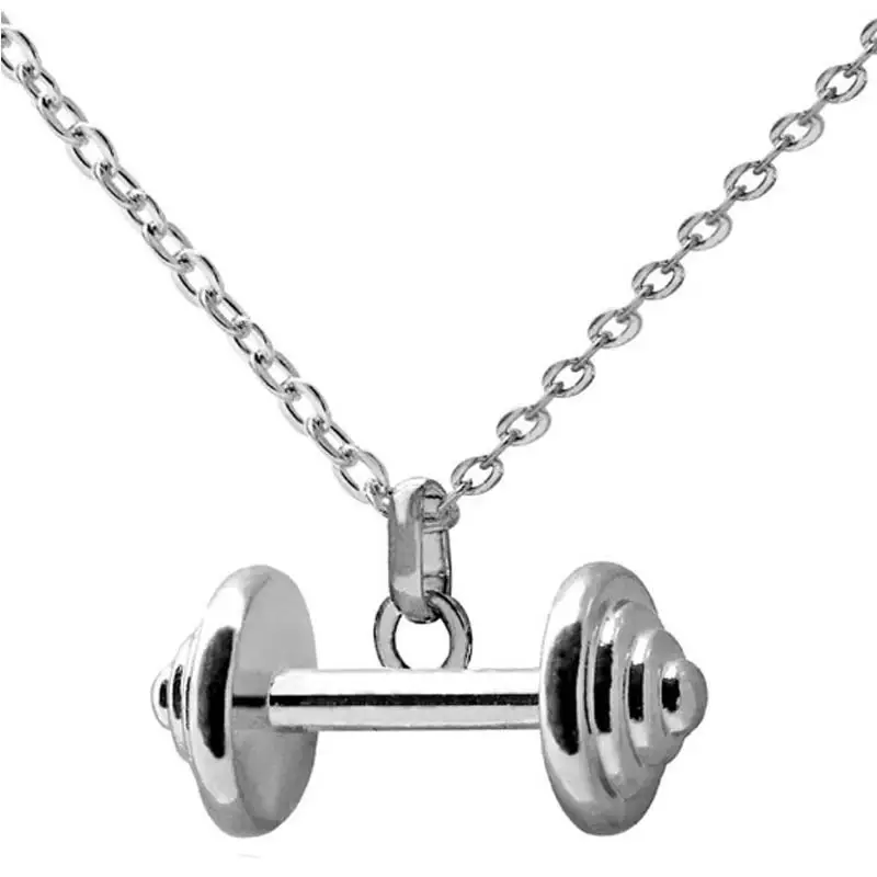 Barbell Pendant Fitness Necklace for Women Copper Made Weightlifting Jewelry Female Gym Jewelry