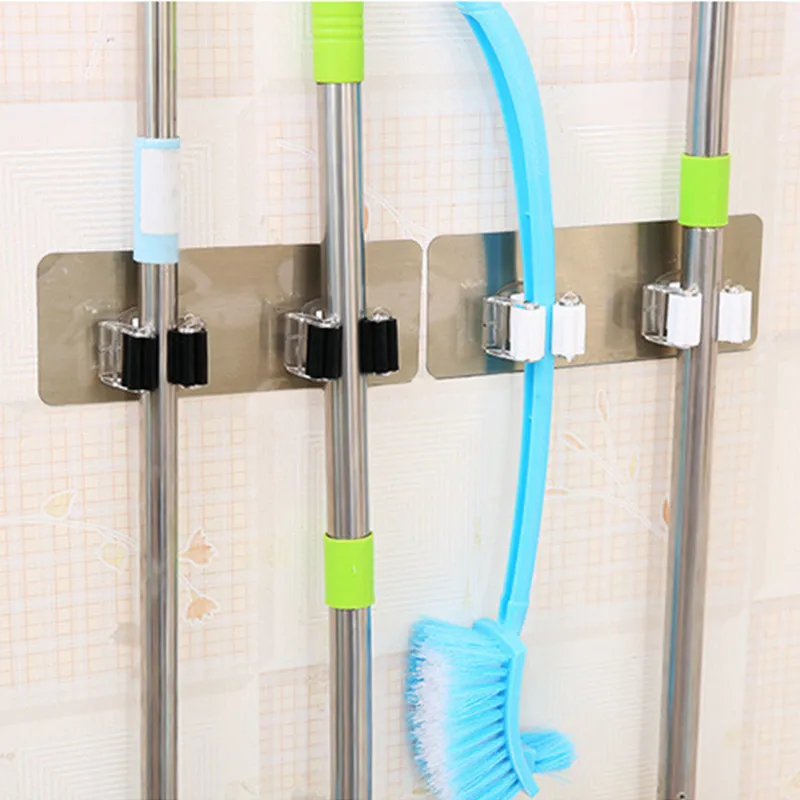 

Multi-Functional Wall Mounted Broom Hanger Bathroom Mop Hooks Kitchen Tool No Trace Storage Organizer Broom Shelf Mop Clamp