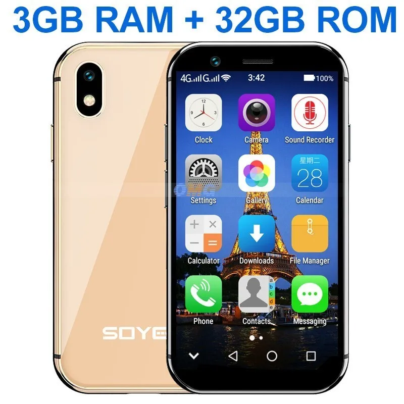 SOYES XS 4G телефон MTK6737 четырехъядерный смартфон android 6,0 смартфоны 3.0" телефоны Две сим-карты мобильный телефон отпереть телефон мини сенсорный - Цвет: Gold 32GB ROM