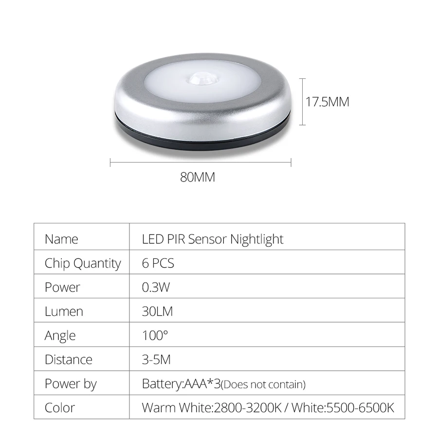 مستشعر حركة ليد أضواء ليلية المغناطيسي مجلس الوزراء مصابيح البطارية بالطاقة خزانة خزانة اللاسلكية جدار ضوء الليل للأطفال