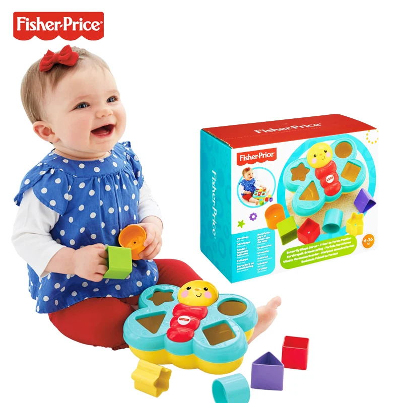 

Fisher-Price Original Brand Butterfly Shape Sorter Kid Funny Toys Puzzle Box Pierwsze Klocki Malucha For Kid Birthday Gift