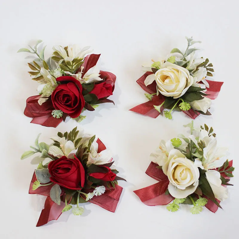 red rose wedding wrist corsage boutonniere flowers  (12)