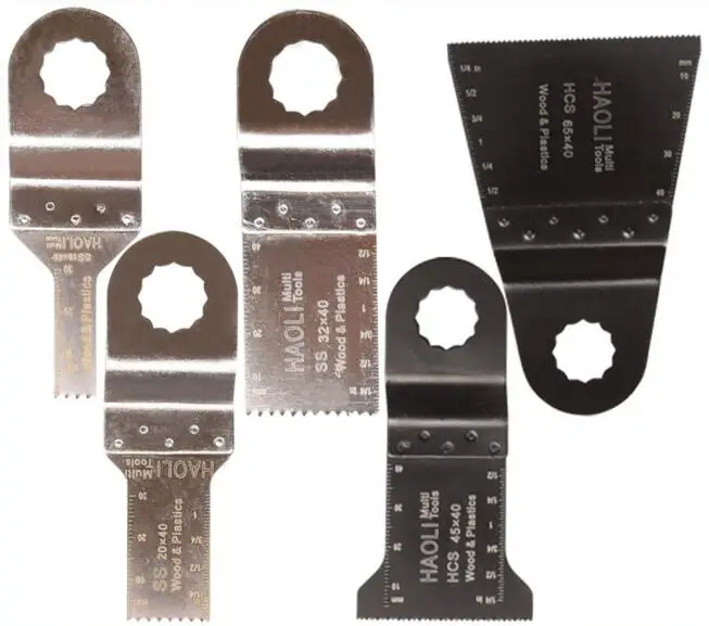 

5 pcs stainless steel and HCS oscillating muti tool saw blades for power tools as Ridgid,Worx Sonicrafter,AEG,Wood cutting