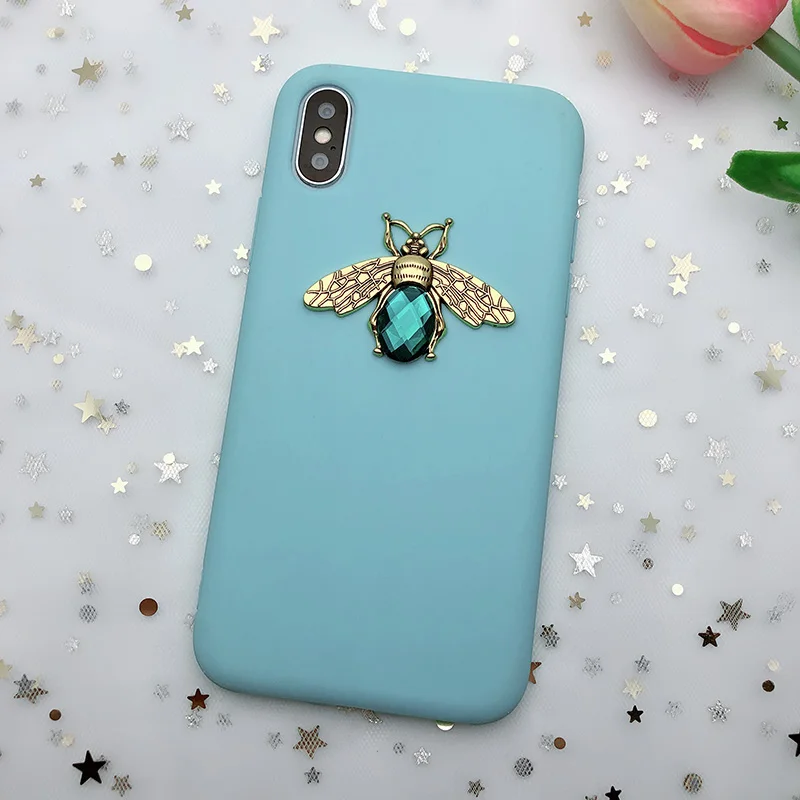 Diamond пчела чехол для huawei P30 P20 Lite Коврики 20 10 Lite P Smart плюс Y6 Y7 Pro Y9 Honor 20 10 8X 10i V20 9 Nova 3 3i крышка - Цвет: Mint Green Bee