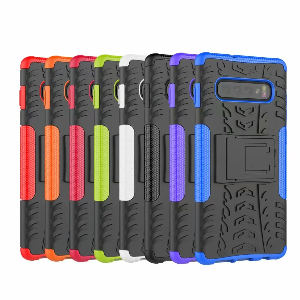 

50pcs/lot PC+TPU 2in1 Hybrid Combo Armor Rugged Hard Back Cover Stand Case for Samsung Galaxy S10 / S10e Lite / S10 Plus / M20