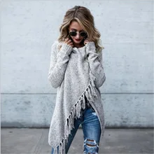 2019 Bohemian Winter Sweater Oversize Tassel Cardigan Long Sleeve Multicolor Casual Sweaters Loose Knitting Robes