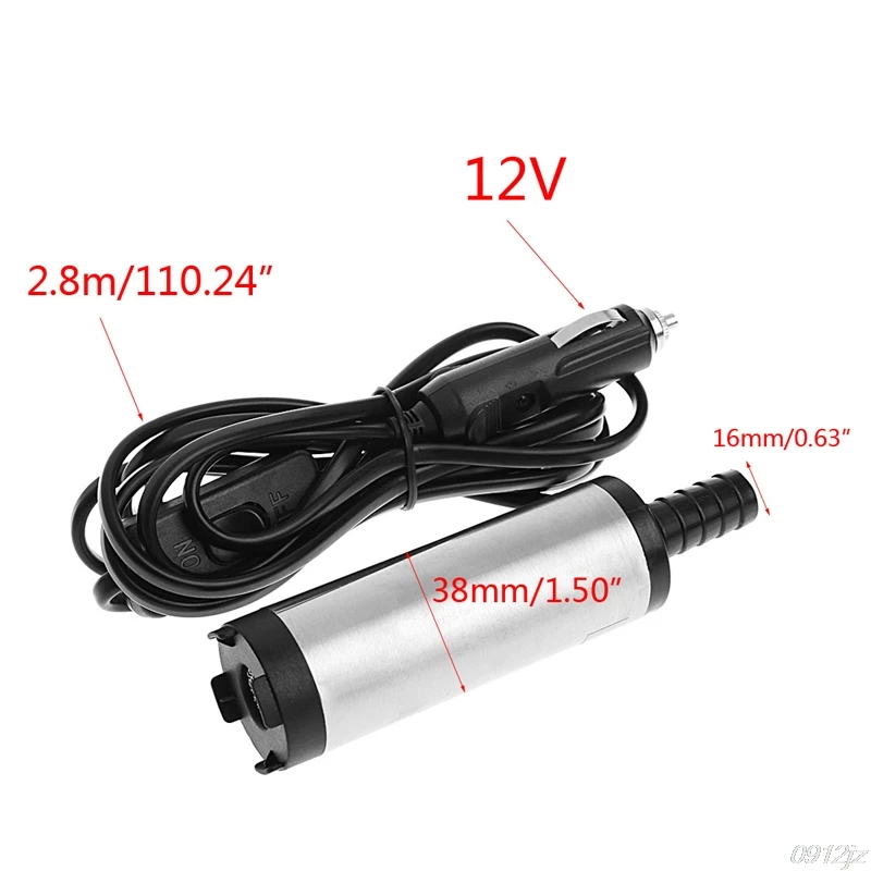 DC 12V Electric Submersible Pump Stainless Steel Submersible Pump for Water Diesel Oil Kerosene 12L/m Refueling Tool