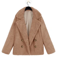 Новинка, зимнее теплое мягкое пальто с плюшевым мишкой, куртка, женское элегантное пальто из искусственного меха, Harajuku, меховая куртка на пуговицах, повседневное пушистое плюшевое пальто