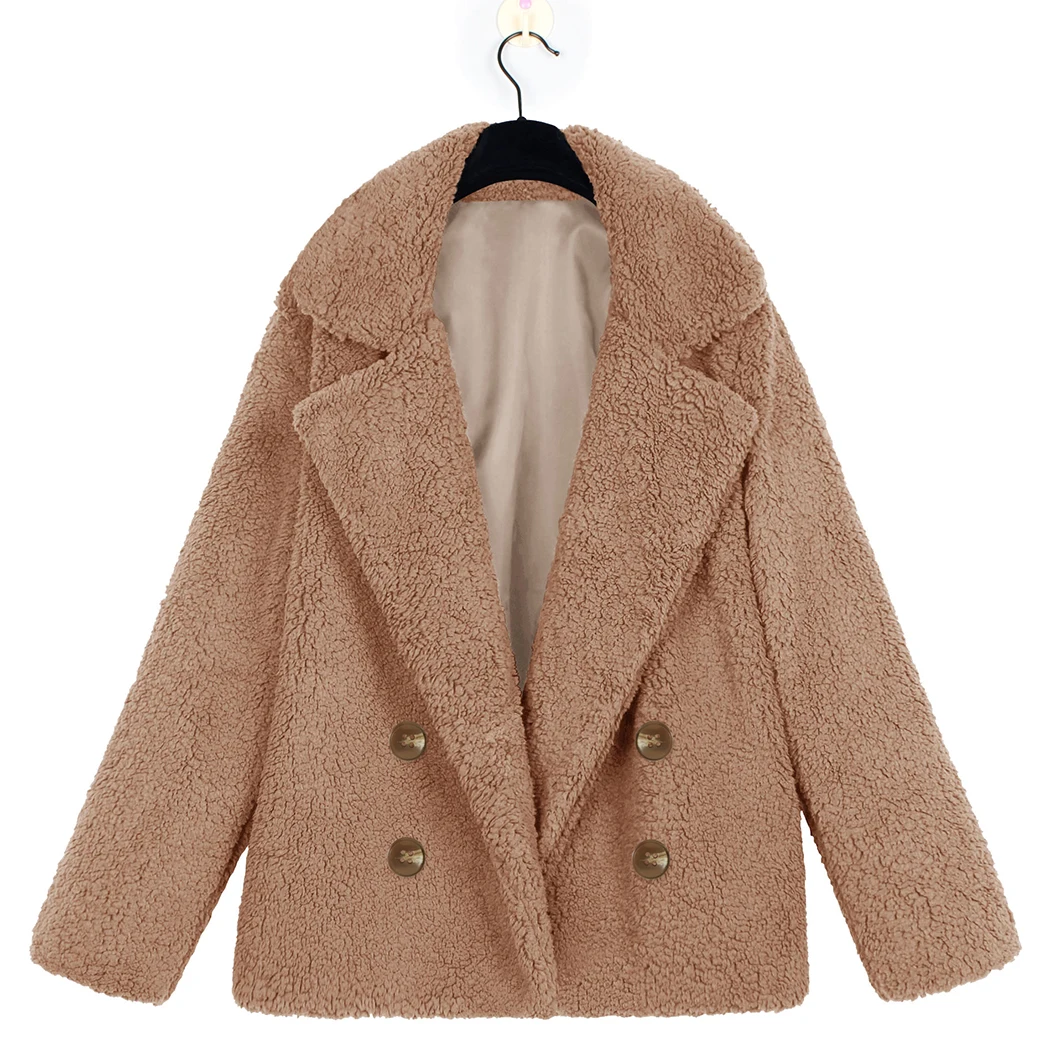 

New Winter Plush Jacket Elegant Faux Fur Coat Warm Soft Teddy Bear Coat Jacket Women Button Autumn Fur Overcoat Casual Outerwear