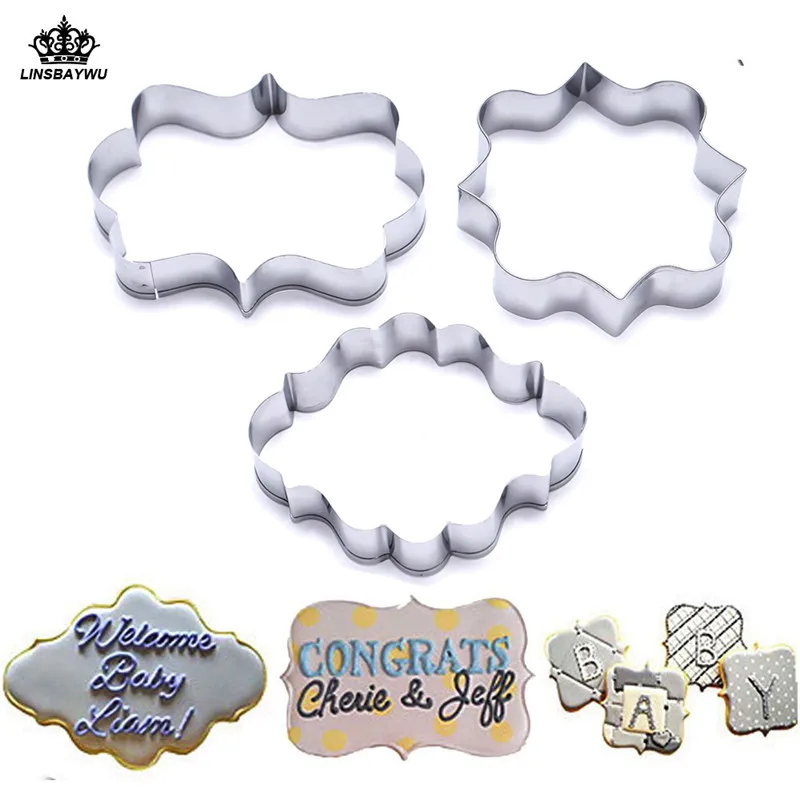 

Hot Sale 3Pcs Cookie Cutter Set DIY Pastry Fondant mold Stainless steel Sugarcraft Cake Mold Decorating Frame Cutters