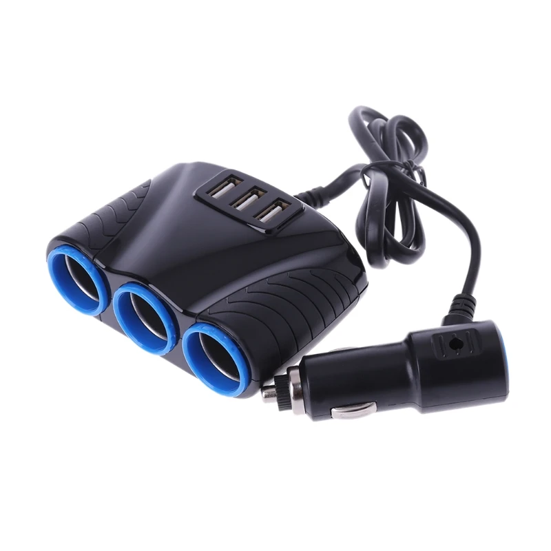 

OOTDTY 3.1A Three USB Car Charger 3 Cigarette Lighter Sockets Adapter For Phone DVR GPS 12 v / 24 v-M25