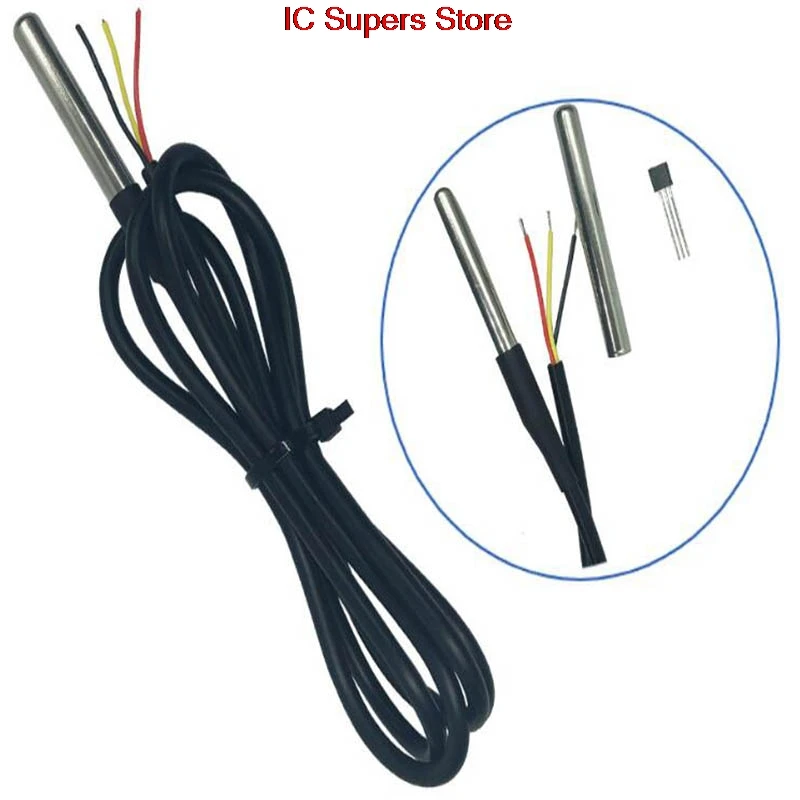 

DS1820 Temperature Sensor Stainless Steel Package Waterproof DS18b20 Temperature Probe Temperature Sensor 18B20 For Arduino
