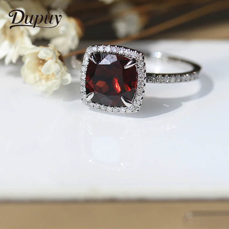 Дюпюи кольцо для Для женщин VS подушки резки прямоугольник гранат кольца Классический зубец Установка Обручение обручальное кольцо с брилл... Дюпюи кольцо для Для женщин VS подушки резки прямоугольник гранат кольца Классический зубец Установка Обручение обручальное кольцо с брилл...
