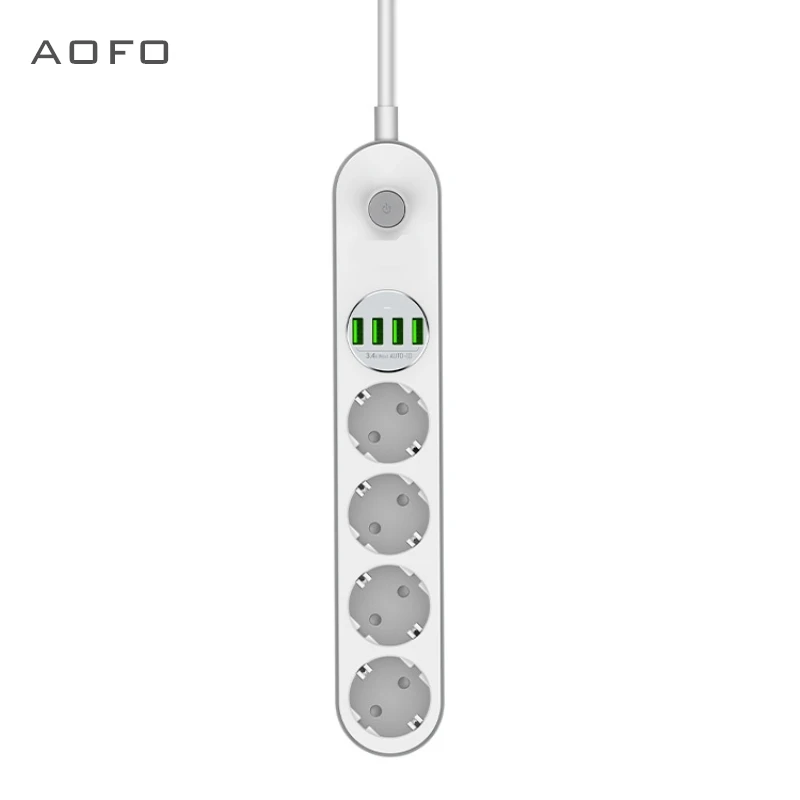 4 разъемная лента питания многоразовая розетка AOFO с функцией переключения для