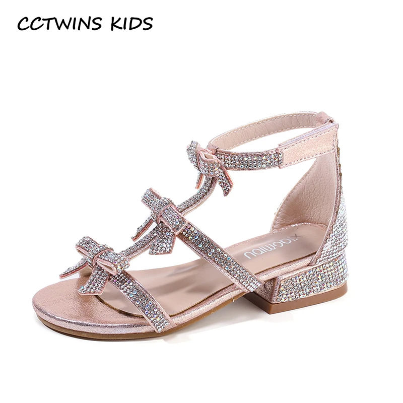 

CCTWINS Kids Shoes 2019 Summer Girls Fashion Rhinestone Party Shoe Toddler Children Bow Tie Flats Princess Baby Sandals PS746