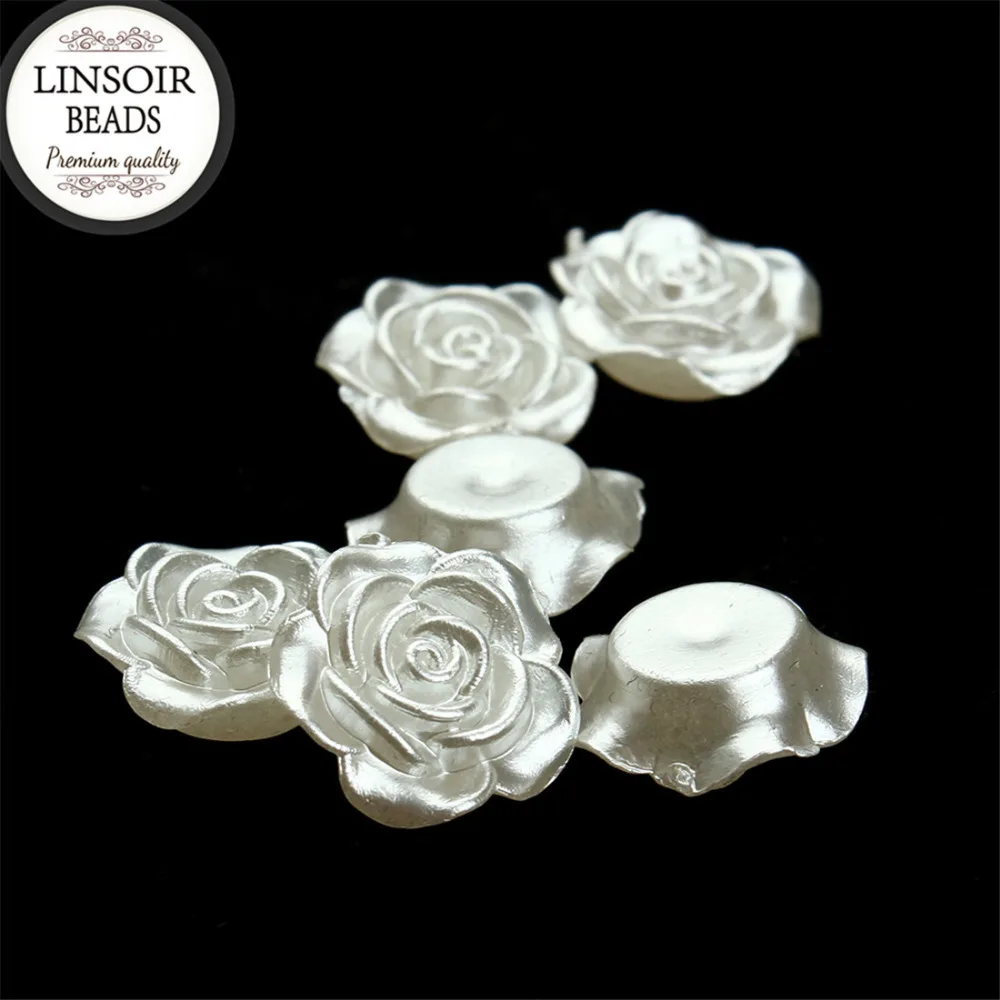 LINSOIR 100pcs 12mm Flower Simulated Half Pearl Beads Decoration Crafts Flat Back Cabochon DIY Jewelry Making F1571 | Украшения и