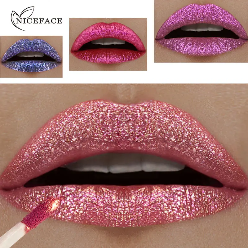 NICEFACE 6 цветов Блеск для губ Shimmer матовая губная помада водостойкий металлический