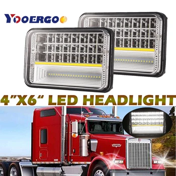 

2Pcs 4x6" Square 73W Led Driving Fog Light with Yellow Turn Signal Hi/Lo DRL for Trucks 4x4 Offroad