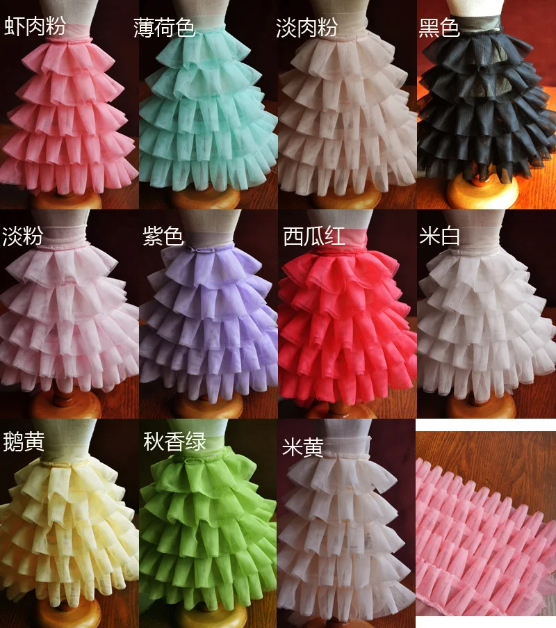 

5 Layers Frilly Layered Tutu Net Mesh Stretch Ribbon Waist Ballet Dance Party Short Skirt Fabric --Easy to Make