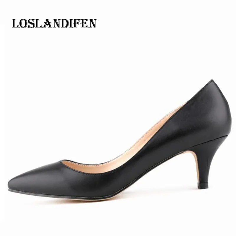 

Loslandifen Plus Size 35-42 Candy Color Fashion Office Pumps For Ladies Women Pu Leather Pointed Toe Office High Heel Shoes