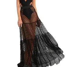 Длинная юбка, модные, вечерние, Коктейльные, летние, для женщин, сетка, пэтчворк, высокая талия, Пляжная, длинная юбка, faldas mujer moda El verano# N45
