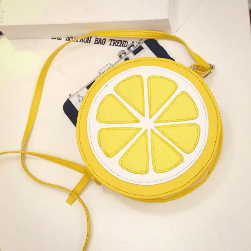 

Transer New Creativity Female Fashion Personality Round Lemon Shoulder Bag Zero Line Crossbody Shoulder Bag A4 30