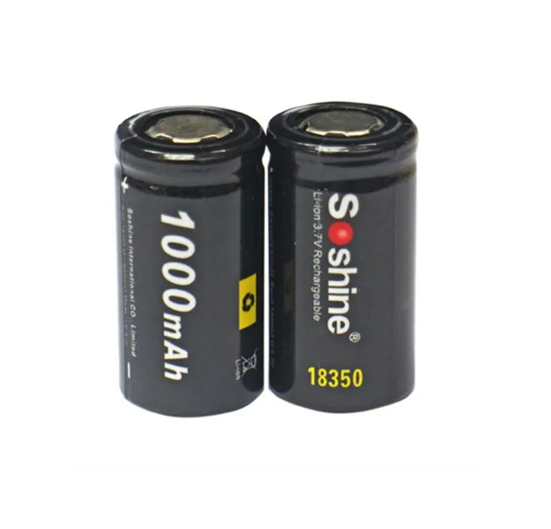 2 шт Soshine 18350 батарея 1000mAh 3,7 V литий-ионная аккумуляторная батарея с батареей защитный ящик для хранения