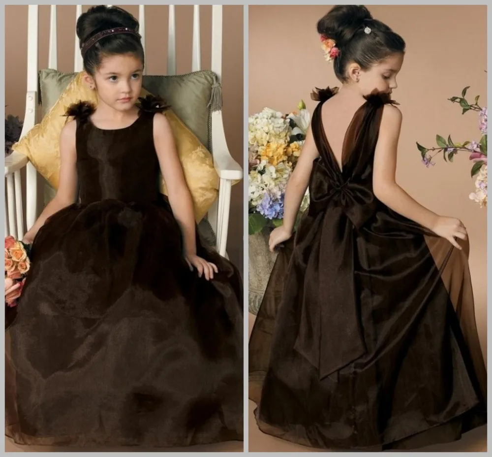 New Arrival 2015 Black Cheap Flower Girls Pageant Dresses Ball Gown
