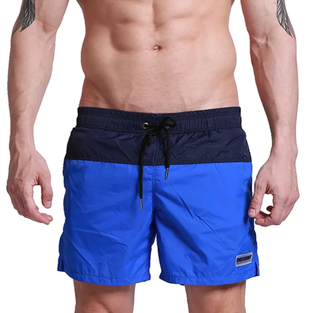 Новые летние мужские пляжные шорты, быстросохнущие шорты для плавания, мужские Бермуды для серфинга, купальный костюм, спортивная одежда с сетчатой подкладкой - Цвет: Синий