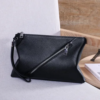 

Business Genuine Leather Clutch Bag Men Fashion Handbags for men iPad Day Clutches Purse male file holder Wallet Totes Bags