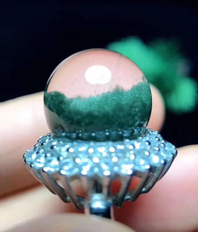 Natural Green Phantom Quartz Crystal Adjustable Ring (4)