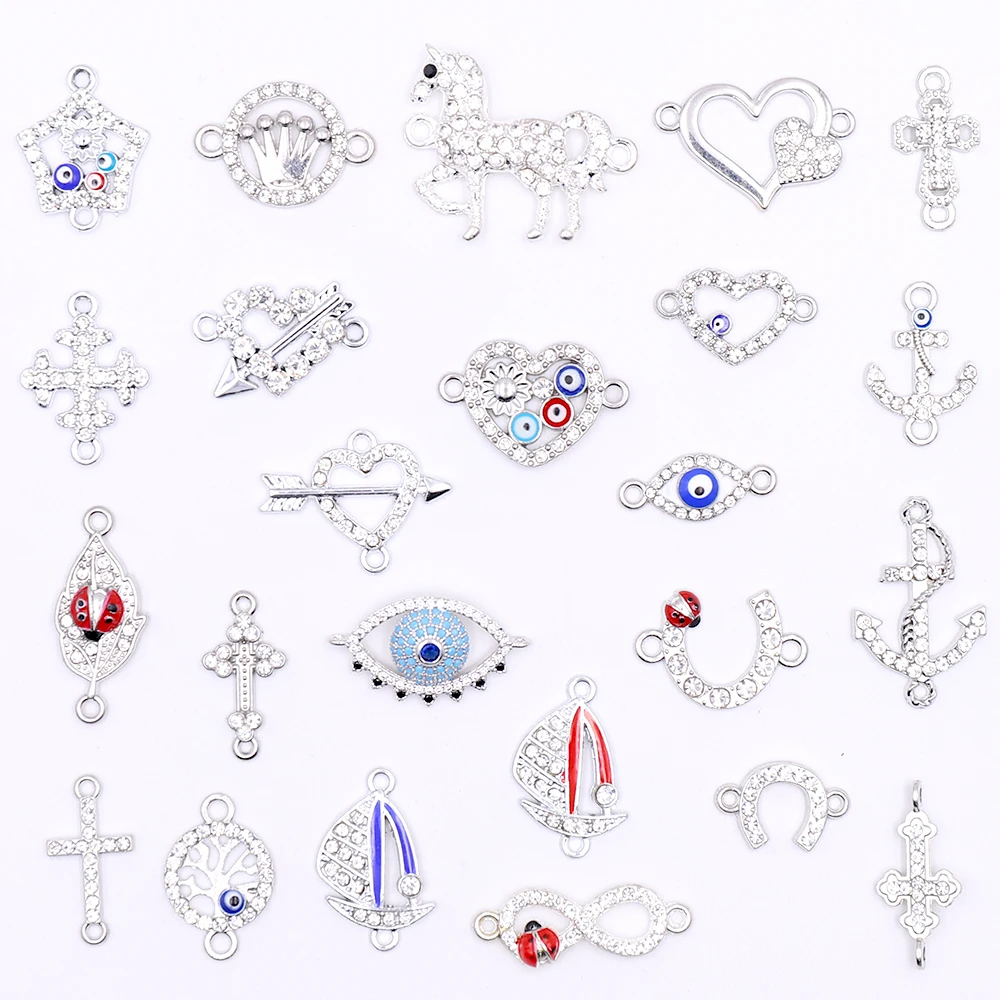 

All Multiple Silver Cross Rhinestone Connectors Charms for Jewelry Making DIY Bracelets Charms Jewelry Accessories Factory Price