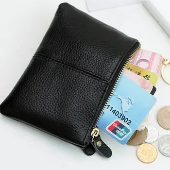 

Sell at a loss! Portable Genuine Leather Coin Card Key Ring Wallet Pouch Mini Purse Zipper Small Change Bag