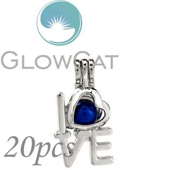 

20x KK844 Letter Love Heart Beads Cage Jewelry Making Perfume Diffuser Aroma Oyster Pearl Cage Locket Pendant